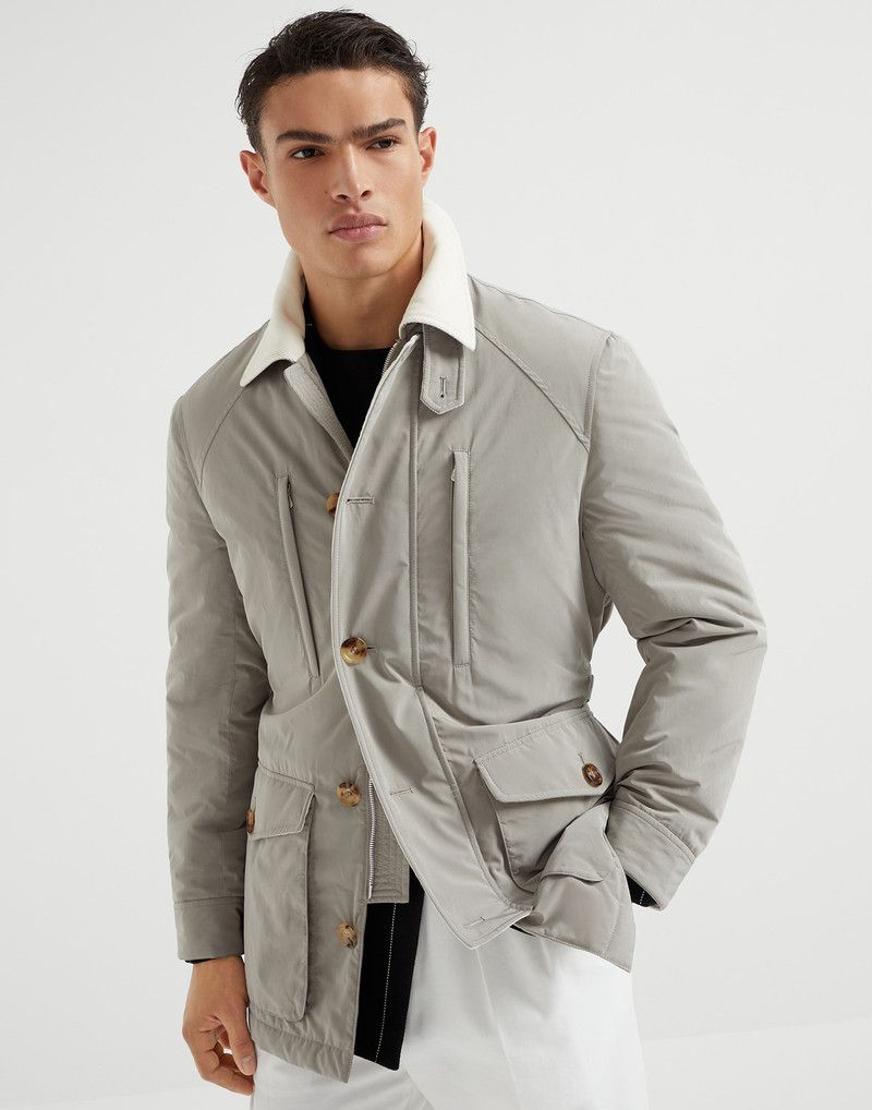 Brunello Cucinelli o1la1rc1a0326 Water-Resistant Microfiber Belted Jacket Grey Size US M / EU 48-50 / 2 - 1 Thumbnail