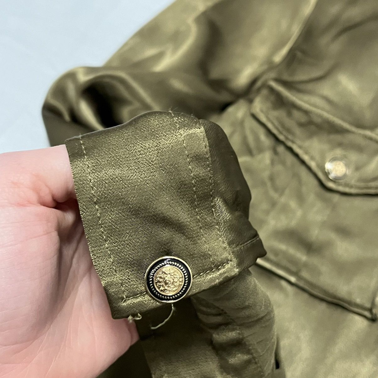Ganni Khaki green Ganni satin button-up shirt Size M / US 6-8 / IT 42-44 - 9 Thumbnail