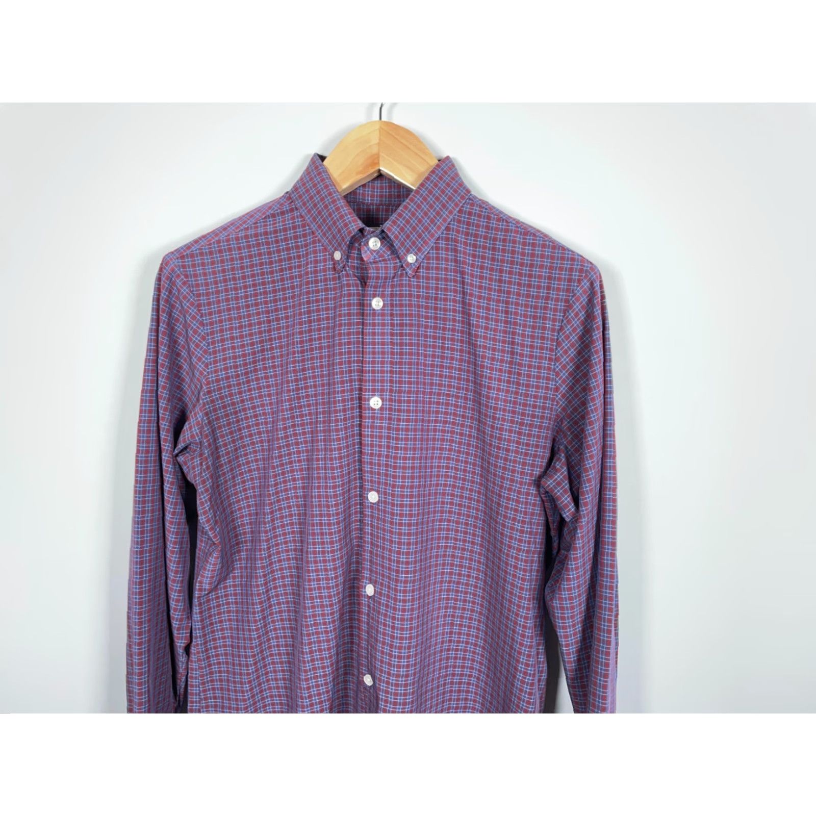 Mizzen+Main Mizzen+Main Leeward Shirt Men's Large Trim Fit Red Blue Plaid Stretch Fabric Size US L / EU 52-54 / 3 - 4 Thumbnail