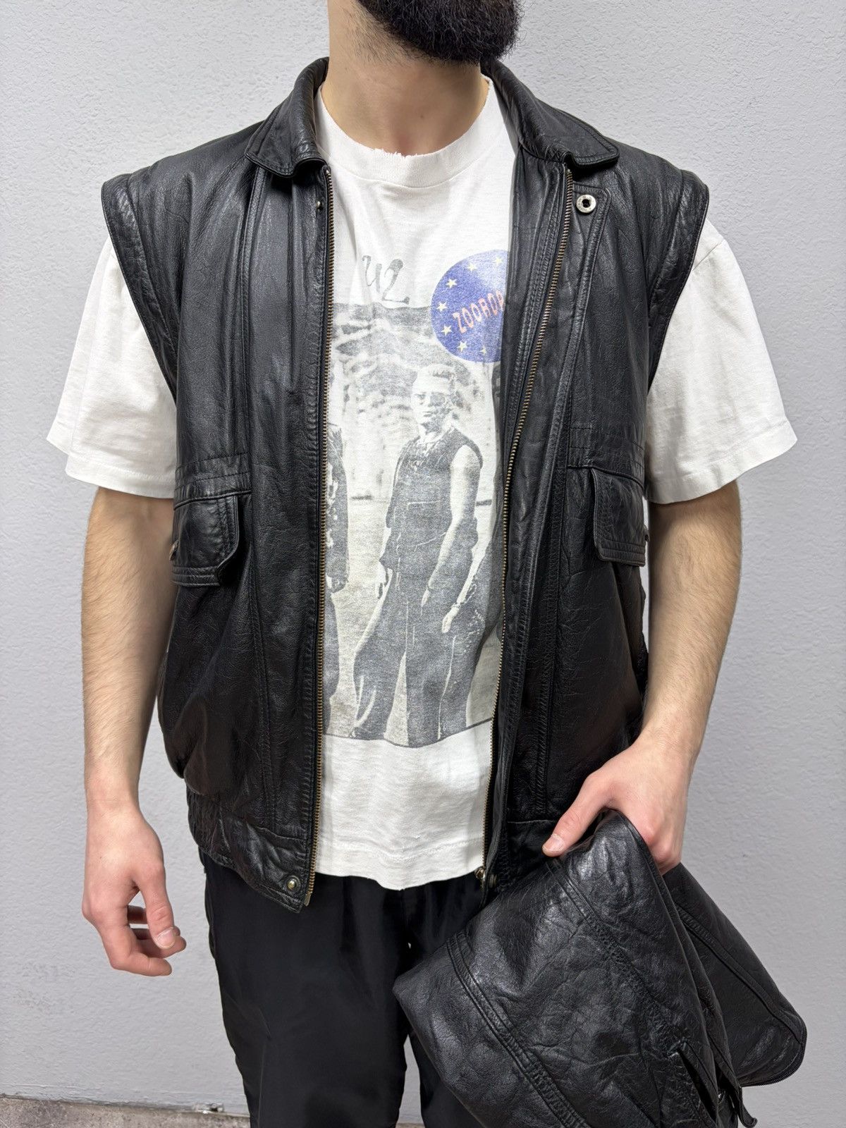 Harley Davidson VTG Rick Owens Hysteric Glamour Style Leather Fur Jacket 90s Size US L / EU 52-54 / 3 - 5 Thumbnail