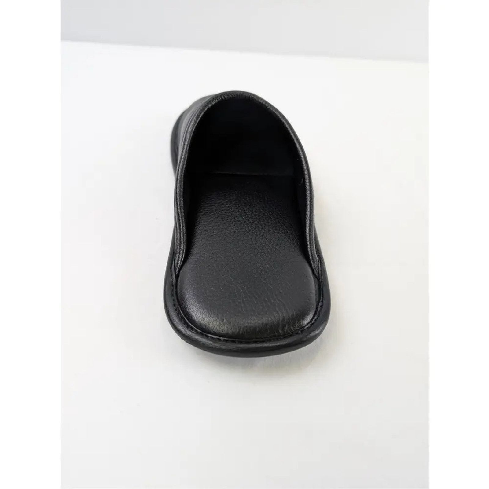 Balenciaga o1rshd1 Logo Grained Leather / Control Home Mule Flat Black Size US 8 / EU 41 - 13 Thumbnail