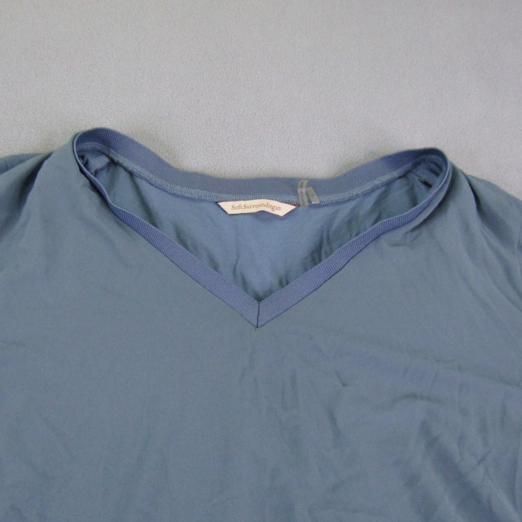 Soft Surroundings Soft Surroundings Shirt Blouse Womens XL Blue V-Neck Knit Sheer Pullover Casual Long Sleeve Size XL / US 12-14 / IT 48-50 - 2 Thumbnail