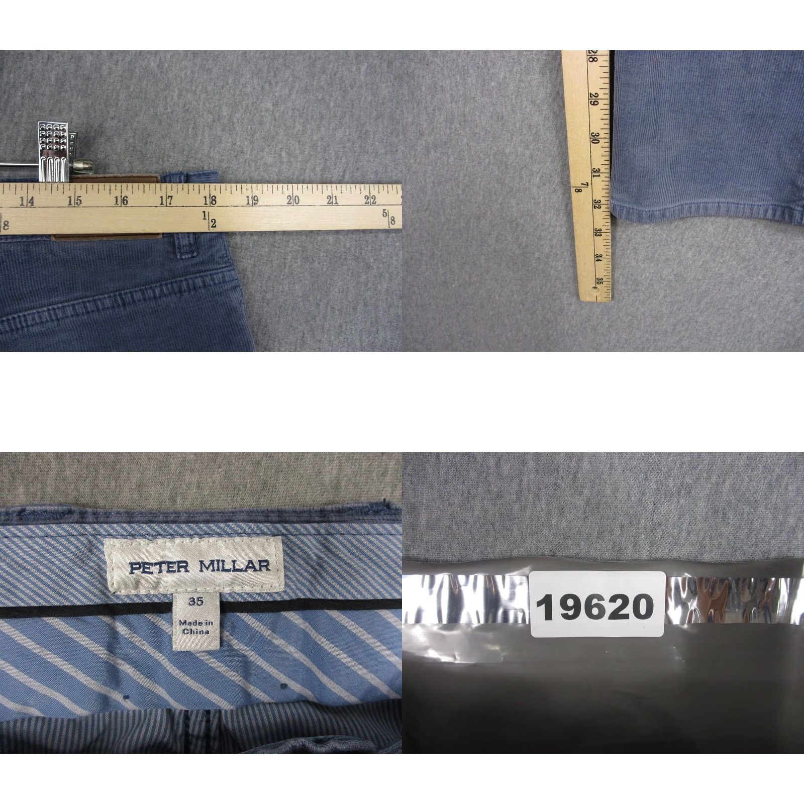 Peter Millar Peter Millar Corduroy Jeans Mens 35x32 Blue Straight Regular Fit 5-Pocket Logo Leather Patch Vintage? No Size US 35 - 8 Thumbnail
