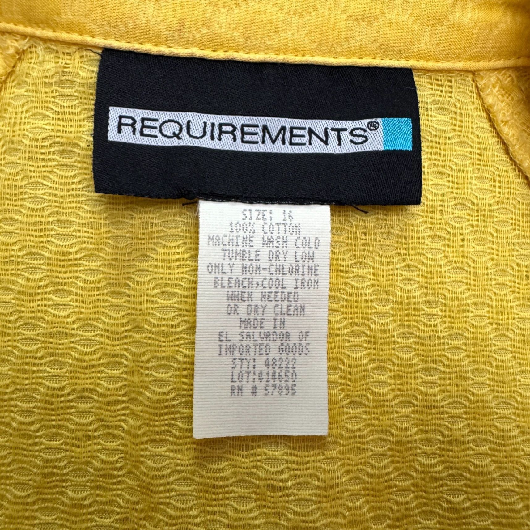 Vintage Requirements Jacket Womens 1X Plus Yellow Button Up Solid Short Sleeve Blazer Wool Blend All Seasons Casual Workwear Designer Classic Shirt Size XL / US 12-14 / IT 48-50 - 6 Thumbnail