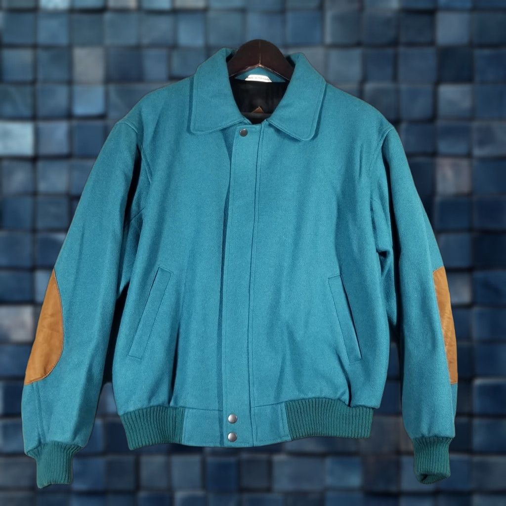 Eddie Bauer VINTAGE Eddie Bauer Jacket Mens M Teal Wool Blend Bomber 1990s Casual Mens Size US M / EU 48-50 / 2 - 1 Thumbnail