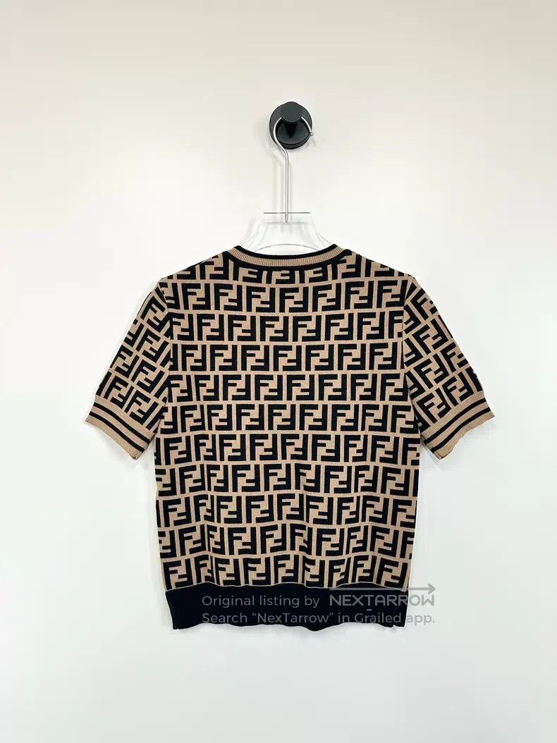Fendi Fendi Brown Monogram Full Print Logo Knit Short Sleeve Size XXS / US 00 / IT 34 - 2 Thumbnail