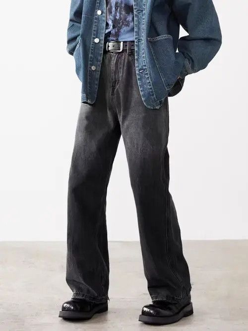 VIBE Vintage Street Washed and Aged Loose Casual Black Jeans Size US 34 / EU 50 - 3 Thumbnail