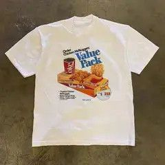 VIBE White casual retro orange print t-shirt Size US L / EU 52-54 / 3 - 4 Thumbnail