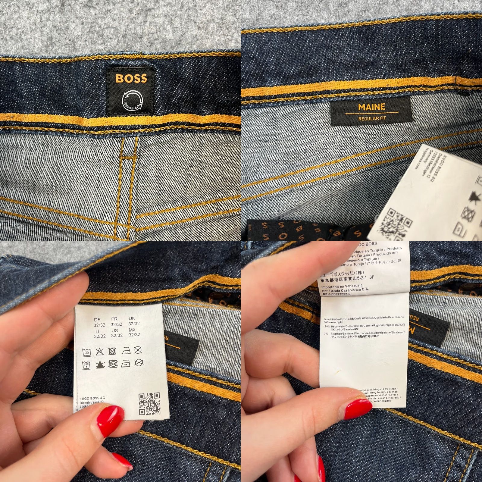 Hugo Boss HUGO BOSS Jeans Tapered Fit 32 32 Dark Blue Stretch Maine Denim 5-Pocket Mens Slim Adult Regular 32 in Blue Size US 32 / EU 48 - 8 Thumbnail