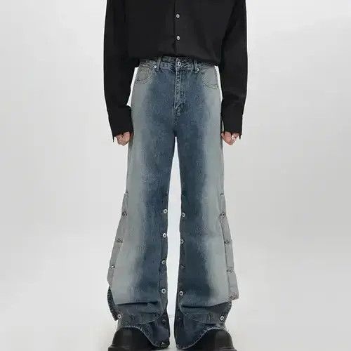 Japanese Brand × Jean Button design wide leg loose jeans trousers y2k Size US 32 / EU 48 - 2 Thumbnail