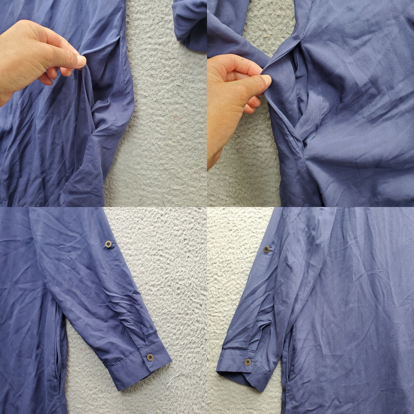 Vintage UMGEE Cardigan Women's L Navy Cotton Lace Back Roll Tab Sleeve Open Drape Front Size L / US 10 / IT 46 - 8 Thumbnail