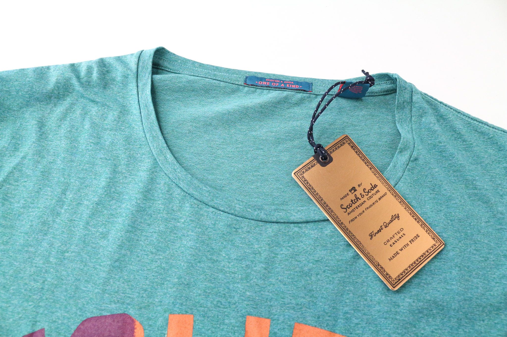 Scotch & Soda 2XL Seafoam Green Melange Cotton Logo T-Shirt 74564 Size US XXL / EU 58 / 5 - 3 Thumbnail
