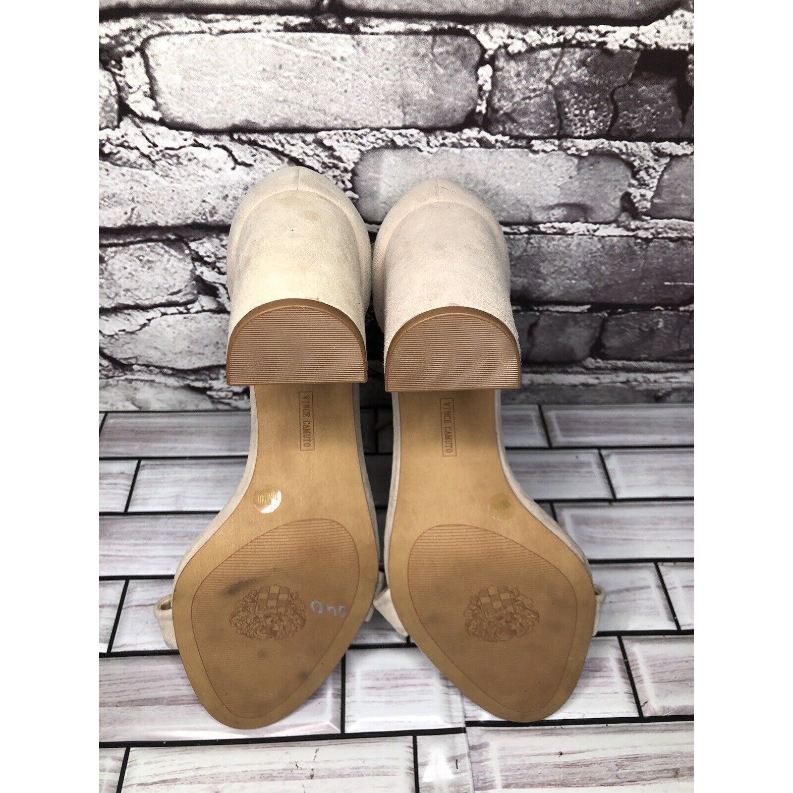 Vince Camuto Vince Camuto Malissa Beige Taupe Suede Ankle Strap Block Hee Size US 9 / IT 39 - 10 Thumbnail