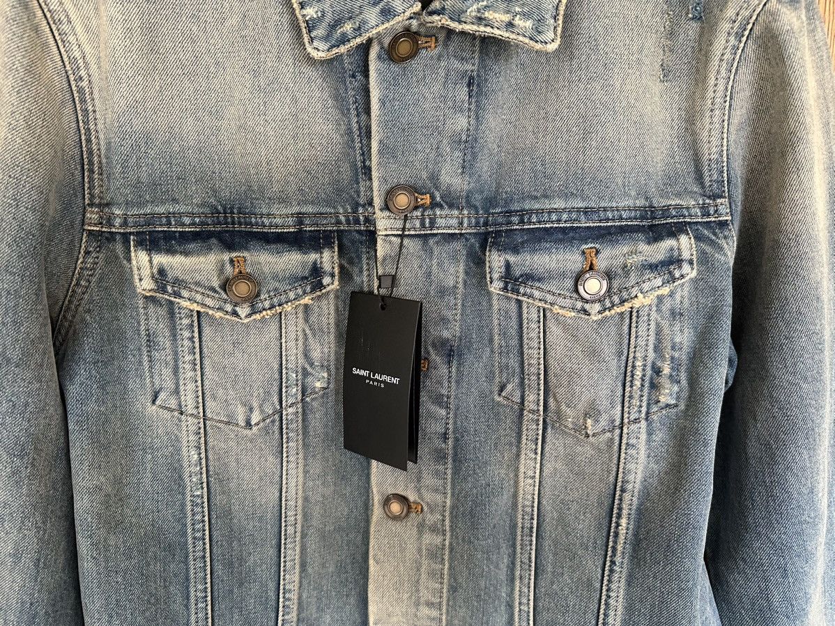 Saint Laurent Paris $1090 Saint Laurent destroyed distressed denim jacket BNWT L Size US L / EU 52-54 / 3 - 14 Thumbnail