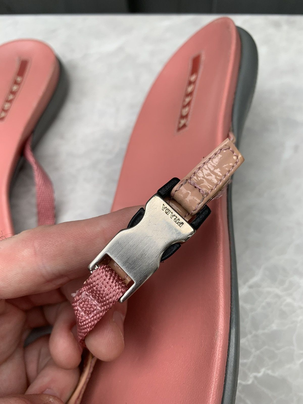 Designer × Prada Pink Prada Flip Flops Y2K 2000s Sport Thong Sandals Slip-on Size US 7.5 / IT 37.5 - 7 Thumbnail