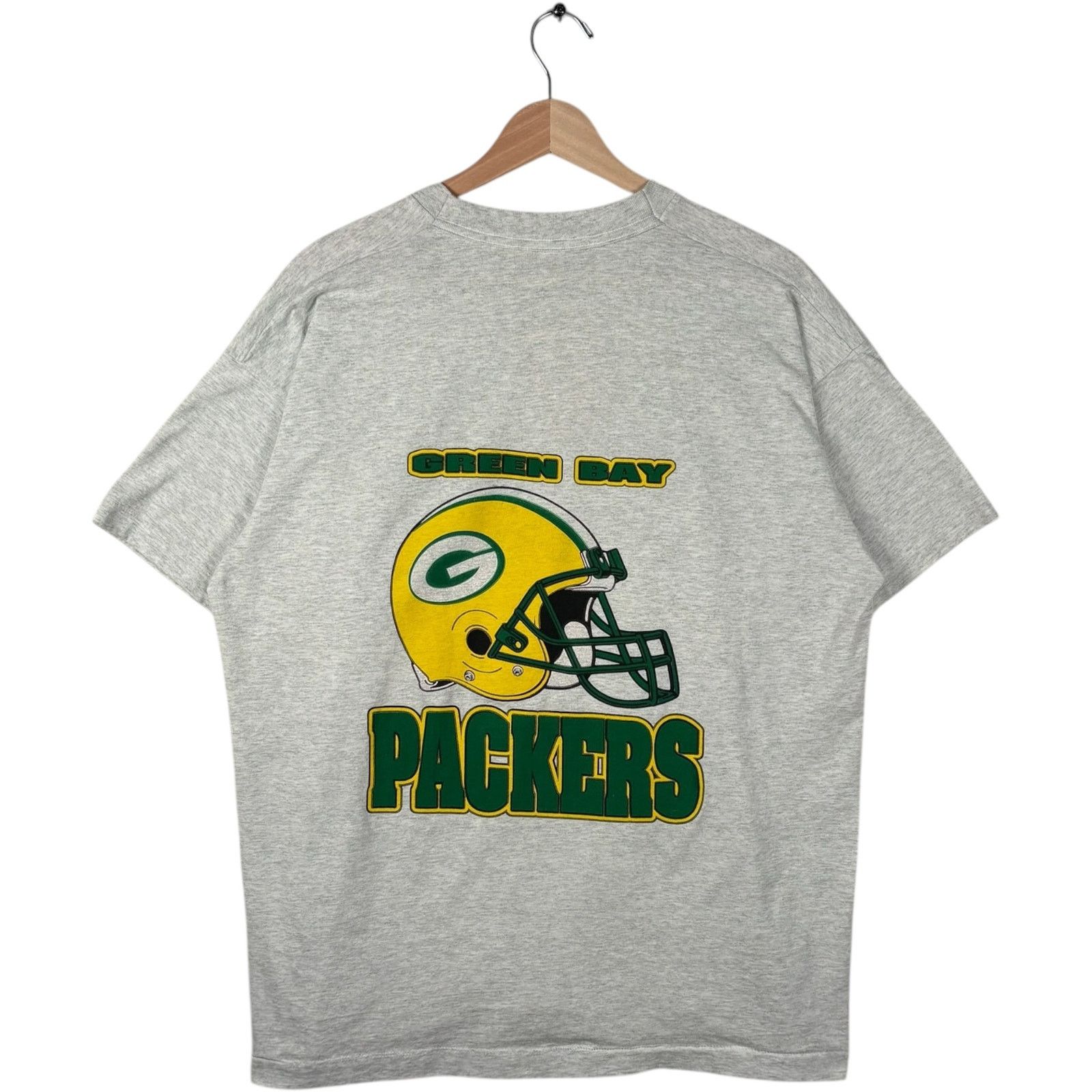 Fruit Of The Loom Vintage Green Bay Packers Back Helmet Spellout NFL Tee XL Size US XL / EU 56 / 4 - 5 Thumbnail
