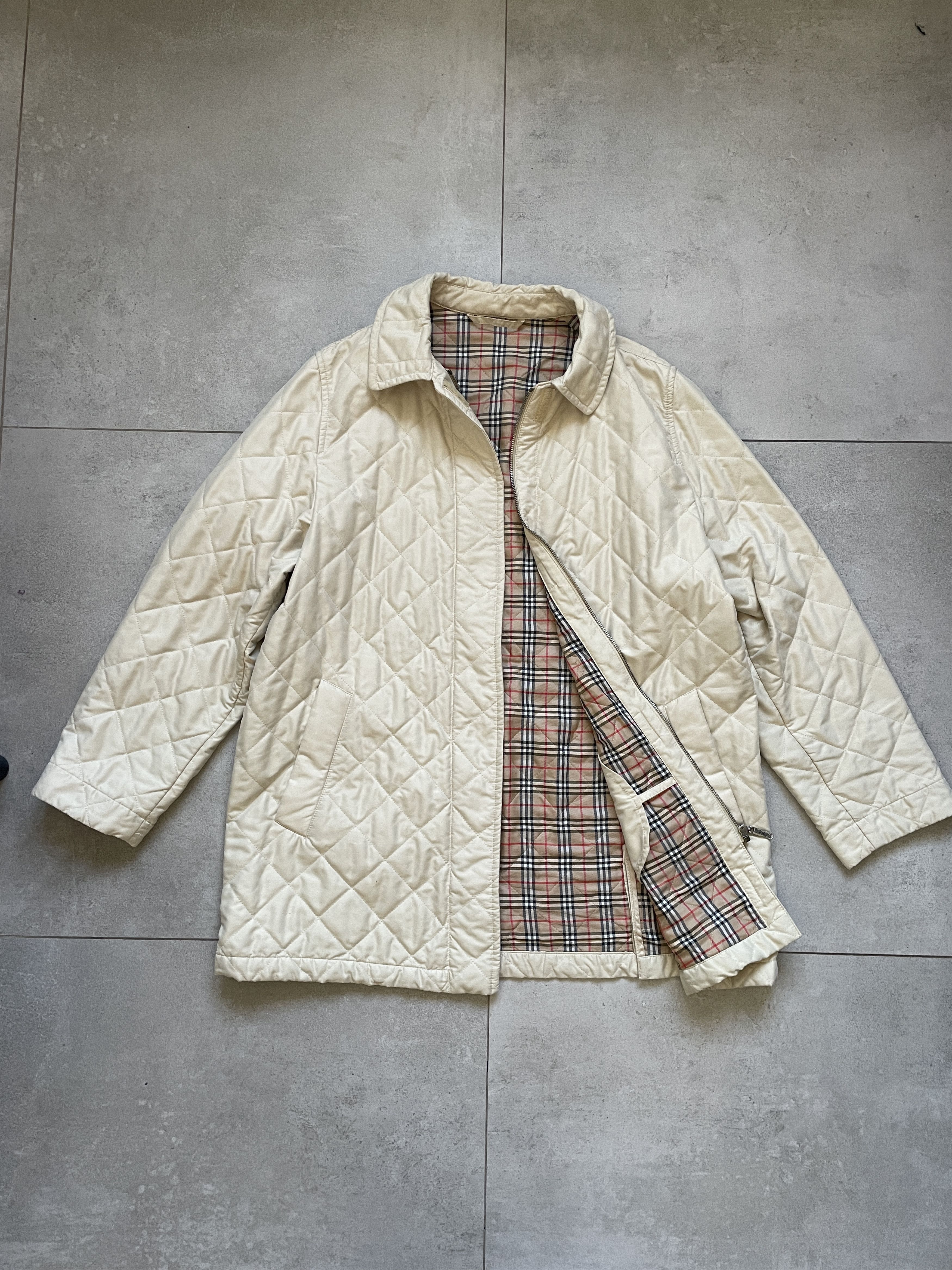Burberry VINTAGE 90S BURBERRYS OLD MONEY BEIGE QUILTED COAT JACKET Size L / US 10 / IT 46 - 1 Thumbnail