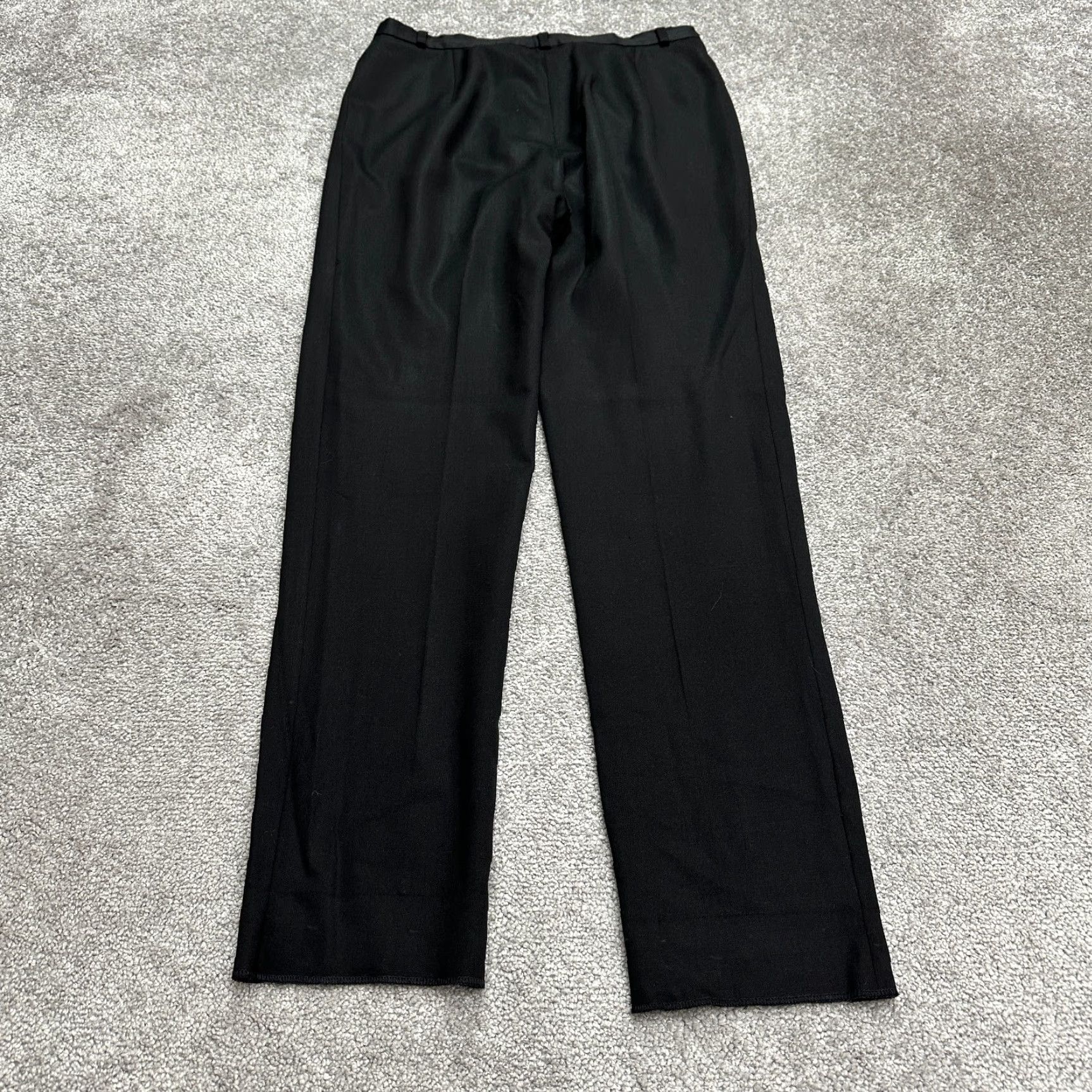 Vintage Bernard Zins Wool Pants Women 30x31 Black Straight Leg High Rise Size 30" / US 8 / IT 44 - 2 Thumbnail