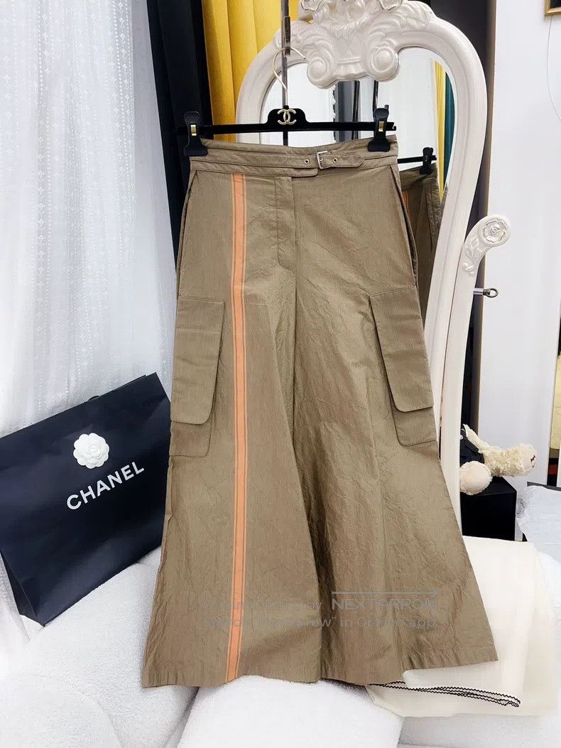 Hermes Hermes Khaki and Orange Work Pants Skirt Size 42" / US 20 - 1 Thumbnail