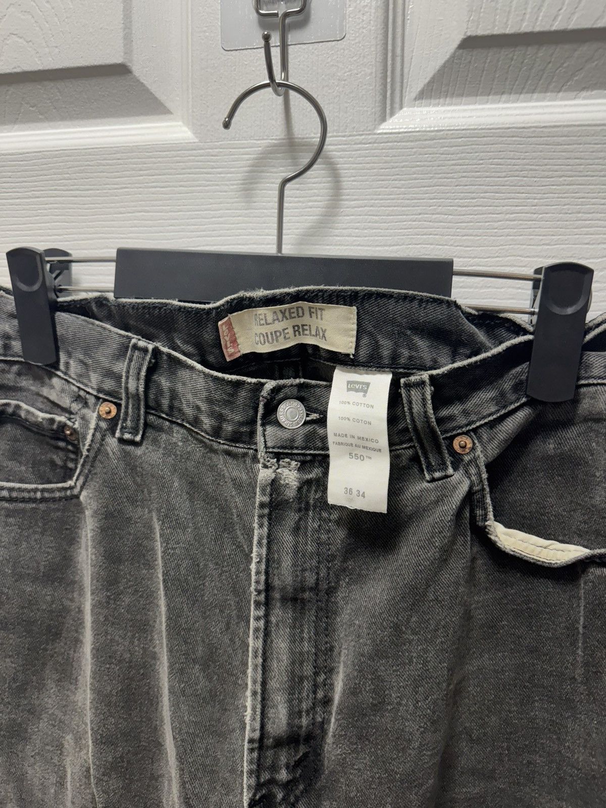 Levi's Vintage Clothing Levi's Levis 550 Relaxed Distressed Grey Ripped Denim Jeans Size US 36 / EU 52 - 8 Thumbnail