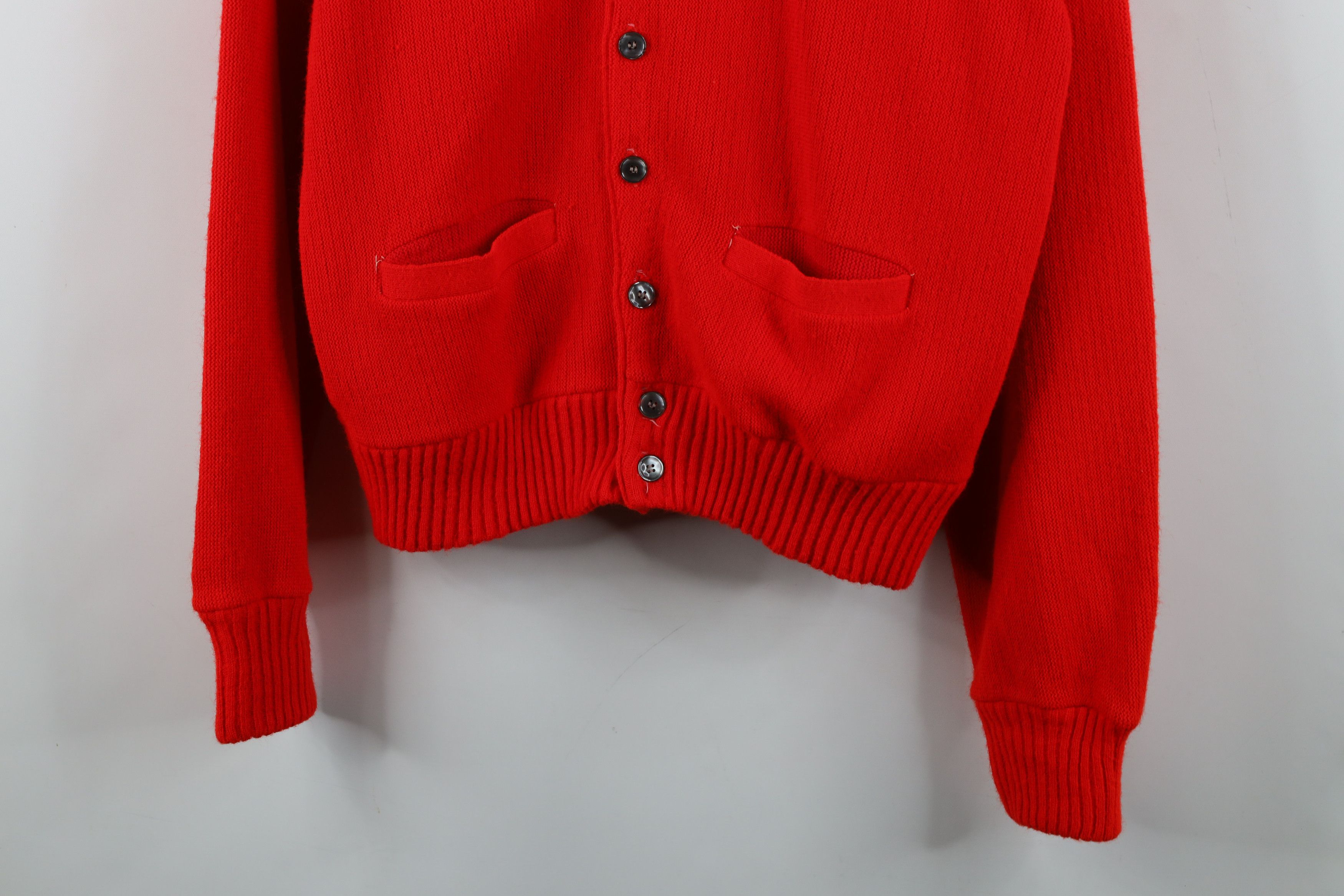 Vintage Vintage 50s 60s Streetwear Knit Cardigan Sweater Red USA Size US L / EU 52-54 / 3 - 3 Thumbnail