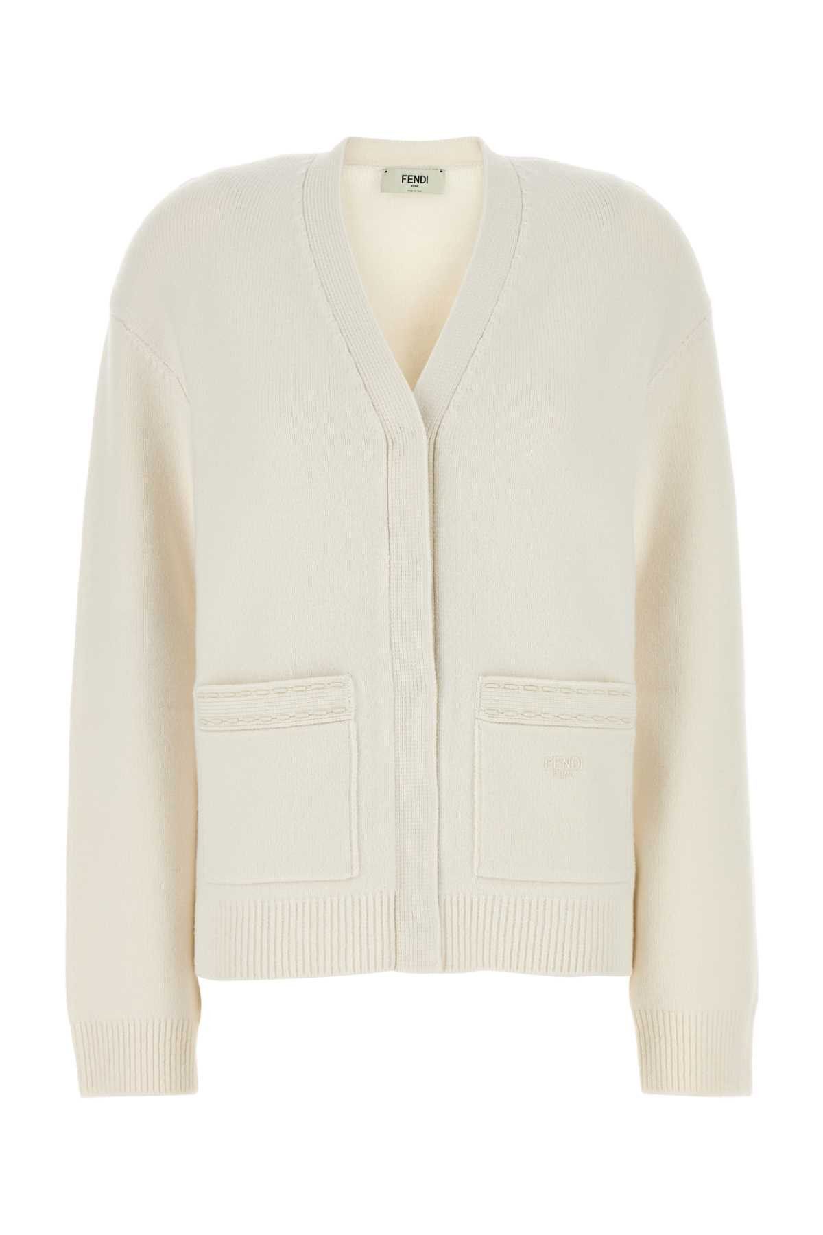Fendi White Cashmere Blend Cardigan Size M / US 6-8 / IT 42-44 - 1 Thumbnail