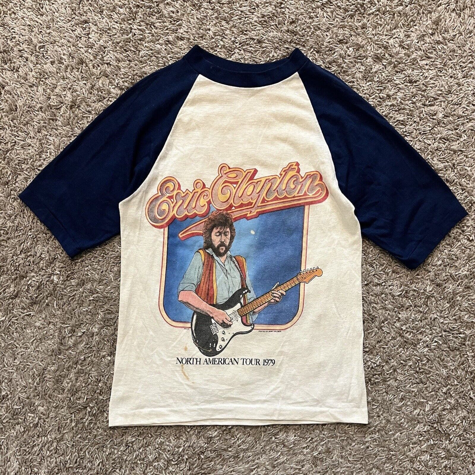 image of Band Tees x Vintage 1979 Eric Clapton North American Tour 70's Band Tee Shirt in White (Size Small)