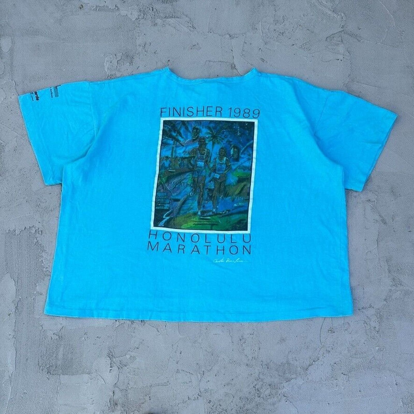 Vintage Vintage Honolulu Marathon Hawaii 1989 Blue Boxy T Shirt Size M / US 6-8 / IT 42-44 - 3 Thumbnail
