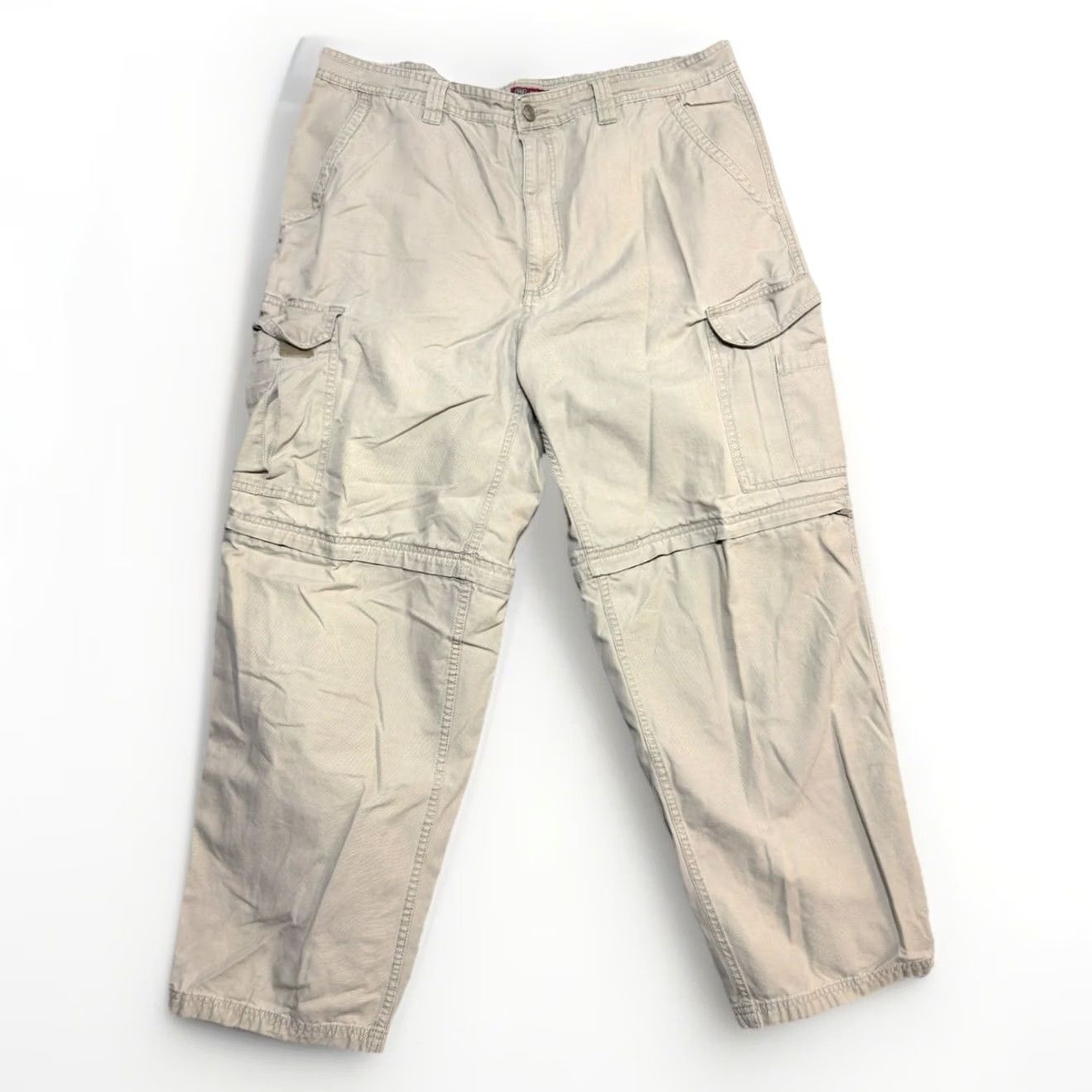 Faded Glory VINTAGE Faded Glory Cargo Pants 40x32 Beige Canvas 90s Army Grunge Wide-Leg Relaxed Mens Pants Size US 40 / EU 56 - 2 Thumbnail