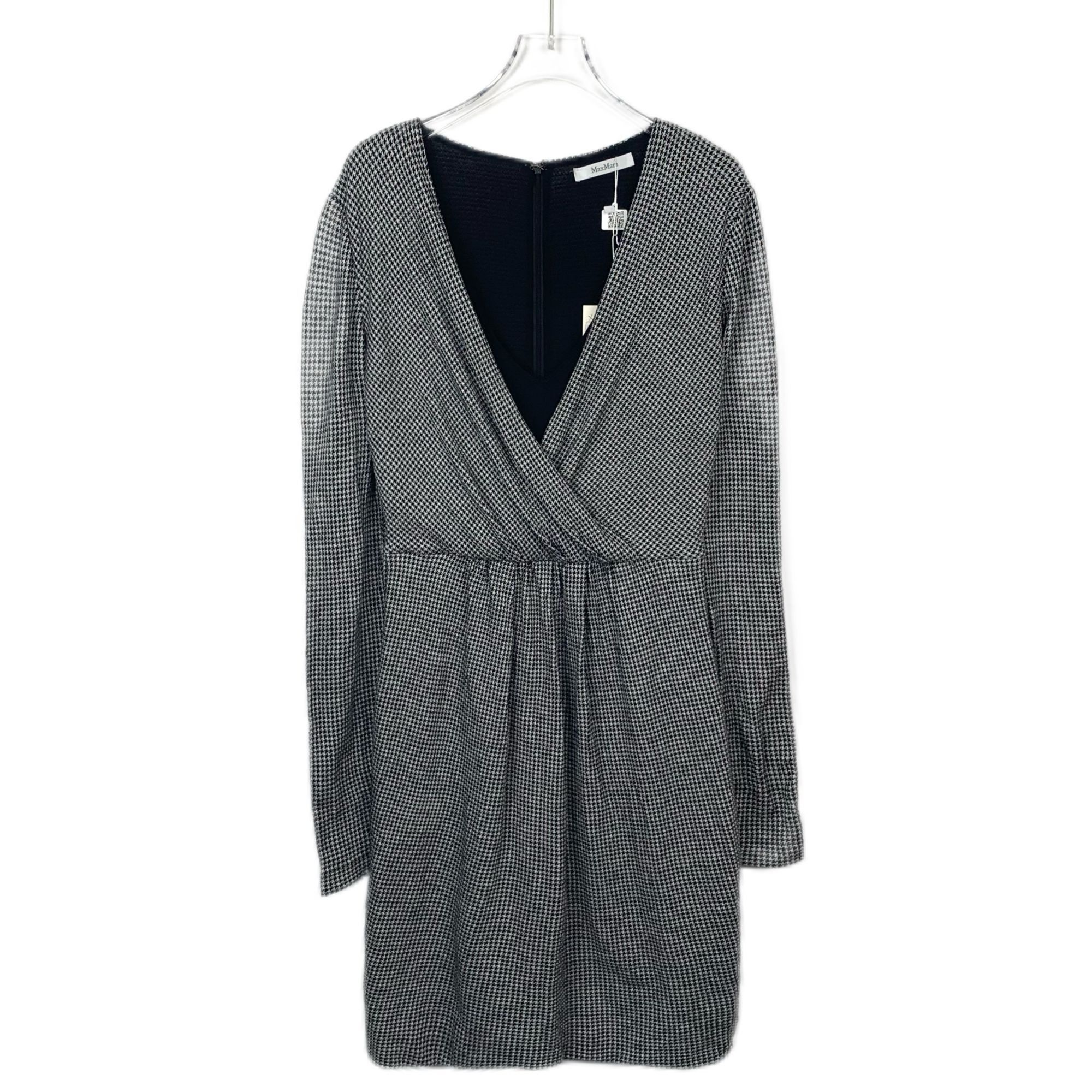 Max Mara MaxMara Black&White Houndstooth Long Sleeve Wrap Dress Size M / US 6-8 / IT 42-44 - 1 Thumbnail