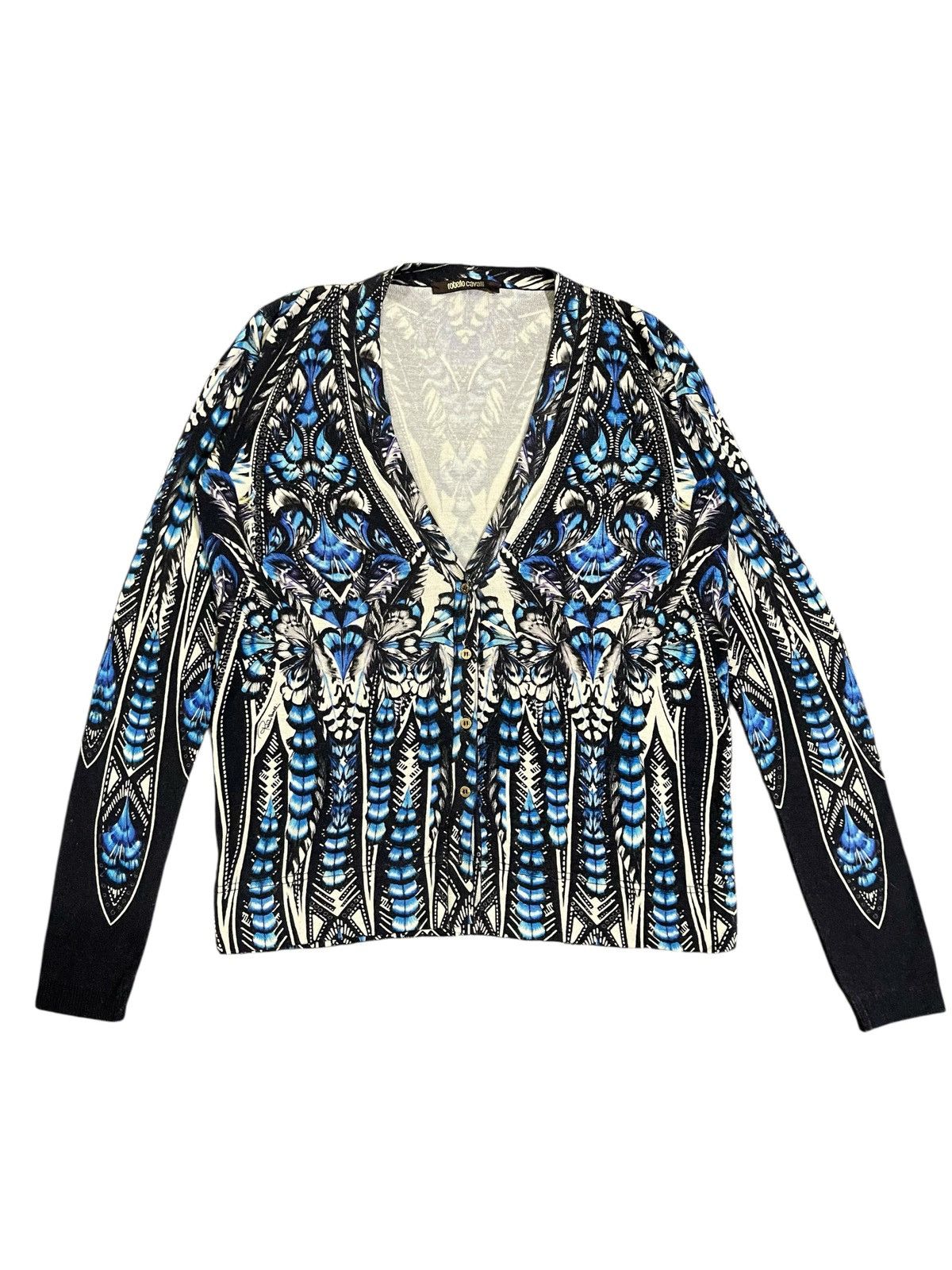 Roberto Cavalli FW 14 Roberto Cavalli Floral Blue Cardigan Size M / US 6-8 / IT 42-44 - 1 Thumbnail