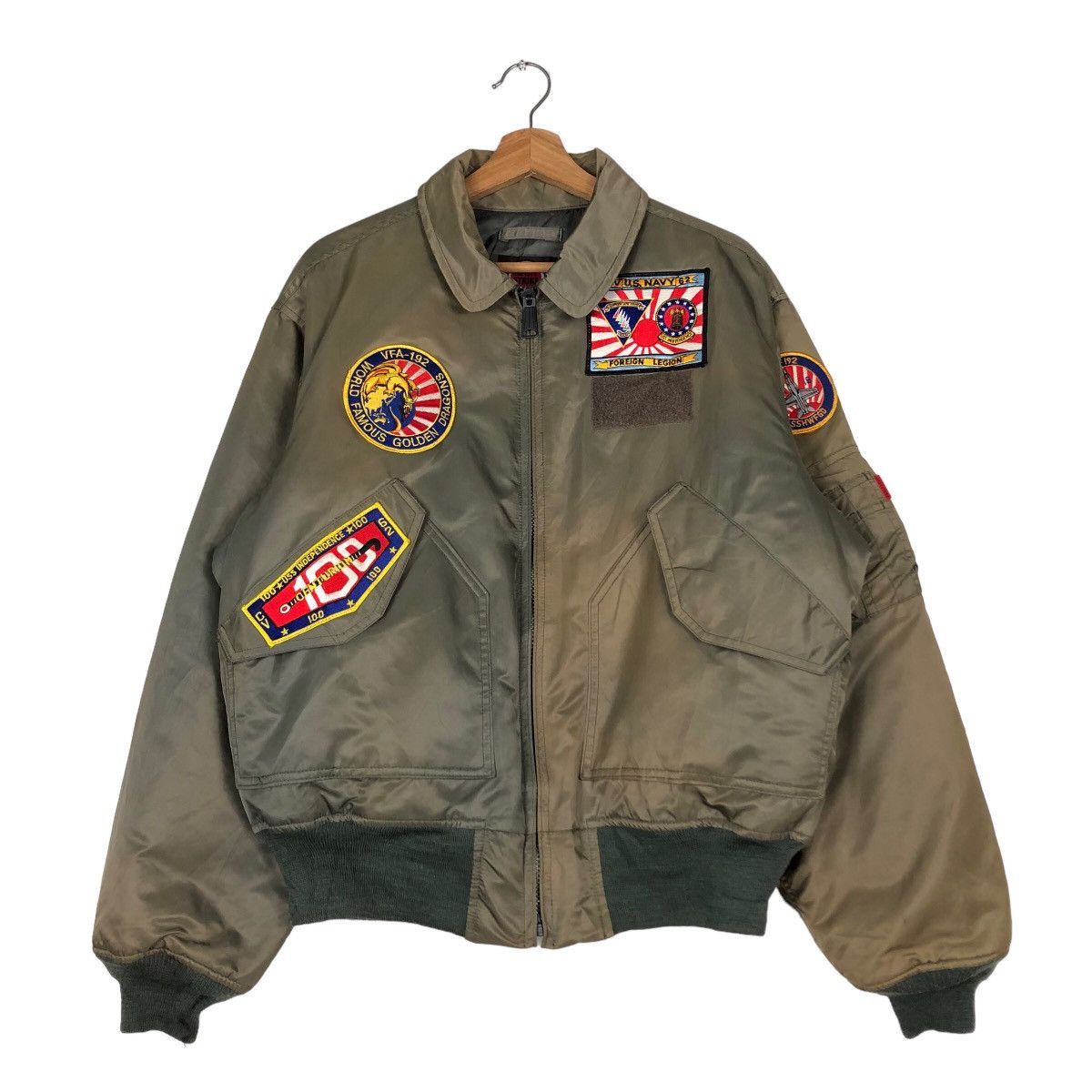 Vintage Vintage Fly Bomber Jacket Riot Riot Lucky Strike Full Patch Size US L / EU 52-54 / 3 - 3 Thumbnail