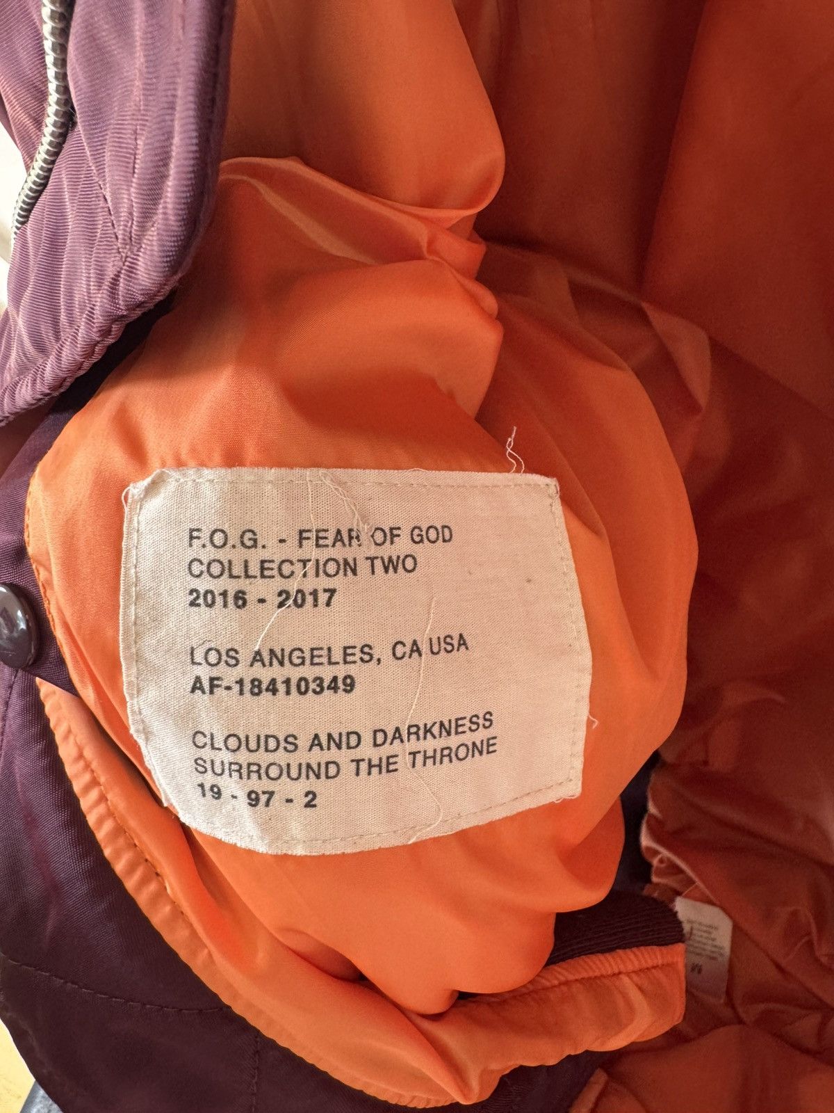 Fear of God FOG Fear of God Bomber Jacket Collection Two Burgundy SZ M Size US M / EU 48-50 / 2 - 5 Thumbnail