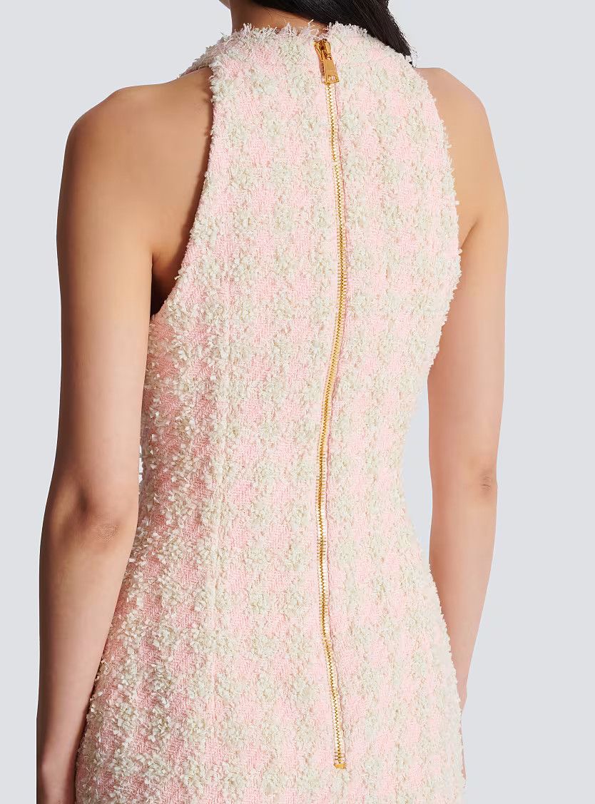 Balmain o1s1wg111225 Tweed Short Dress in Pink Size M / US 6-8 / IT 42-44 - 7 Thumbnail