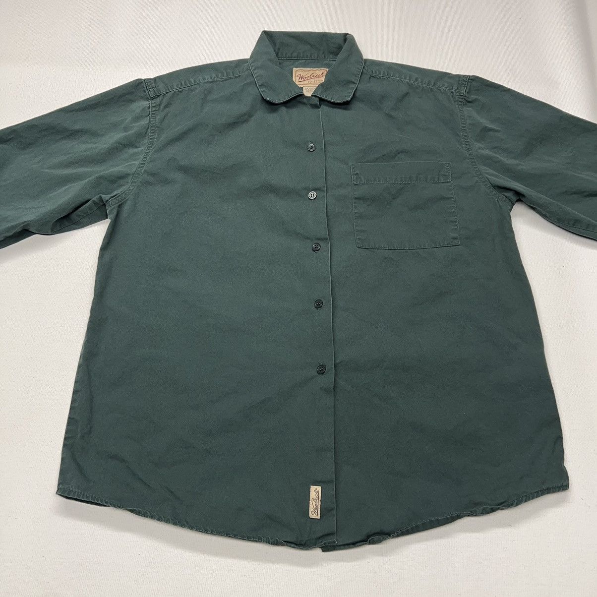 Vintage × Woolrich Woolen Mills Woolrich Button Up Shirt Green Pocket Solid Fern Classic Size M / US 6-8 / IT 42-44 - 2 Thumbnail