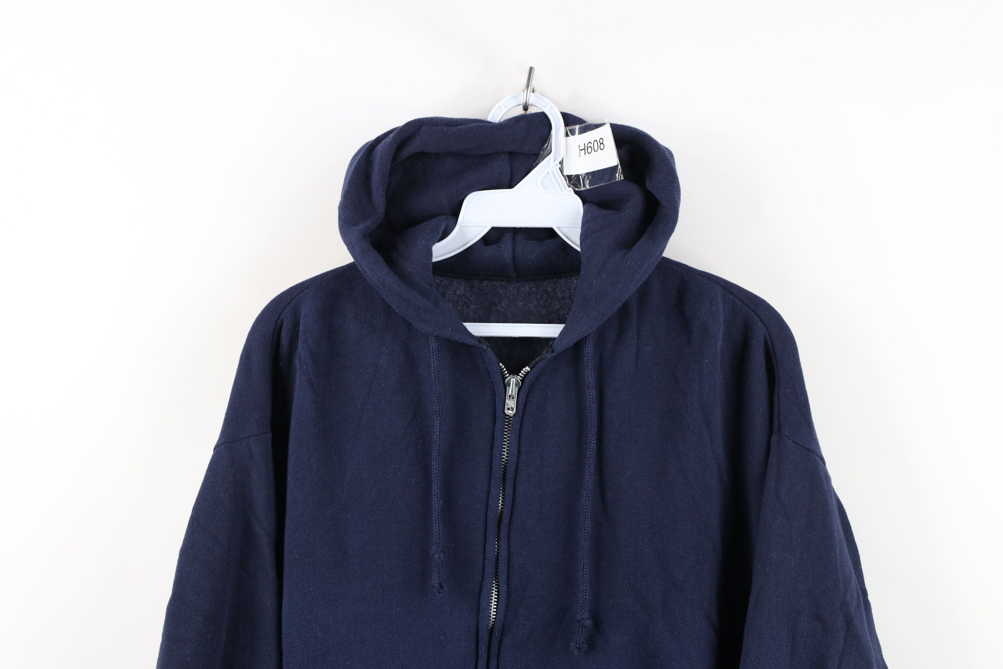 Vintage Vintage 70s Streetwear Hoodie Sweatshirt Navy Blue USA Size US L / EU 52-54 / 3 - 2 Thumbnail