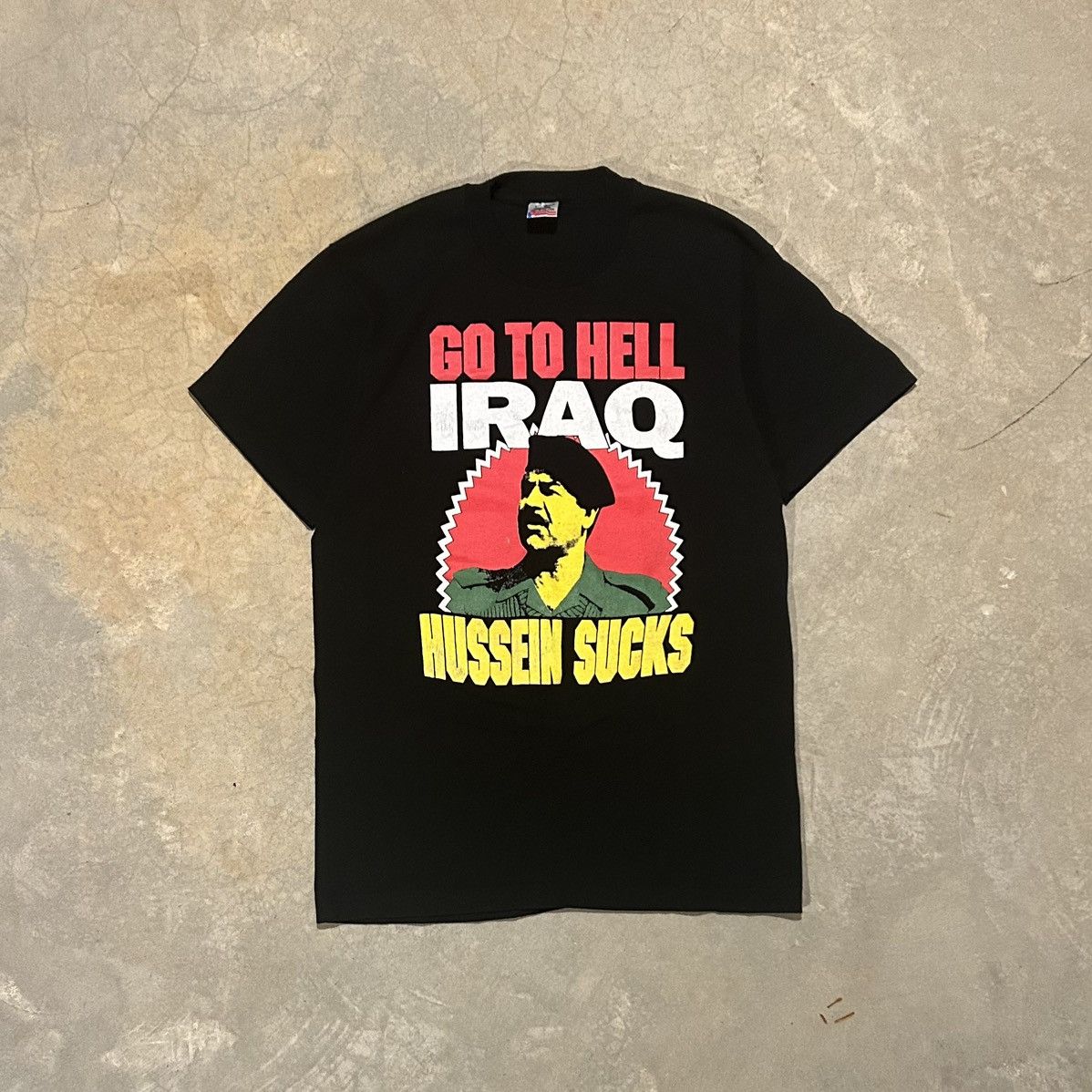 Vintage Crazy Vintage 90s Go To Hell Iraq Hussein Sucks Tee Size US L / EU 52-54 / 3 - 1 Thumbnail