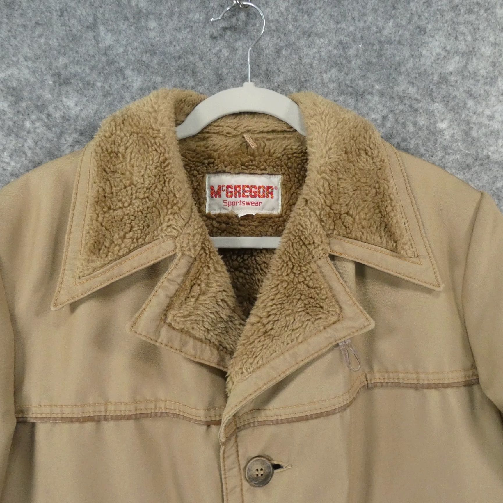 McGregor VINTAGE McGregor Mens Jacket Chore Coat 38 Brown Sherpa Lined Button Up Overcoat Size US XXS / EU 40 - 2 Thumbnail