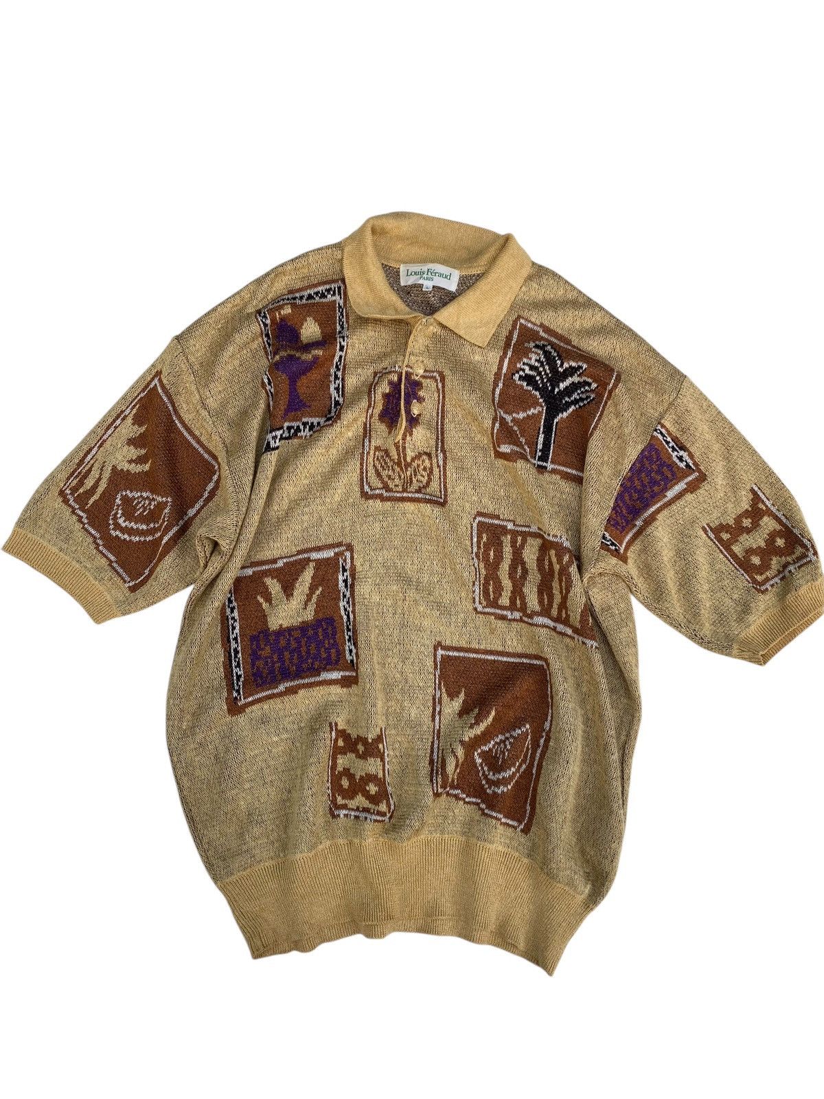 Louis Feraud × Vintage Vtg Louis Feraud Sweater Knit Over Print Size US L / EU 52-54 / 3 - 1 Thumbnail
