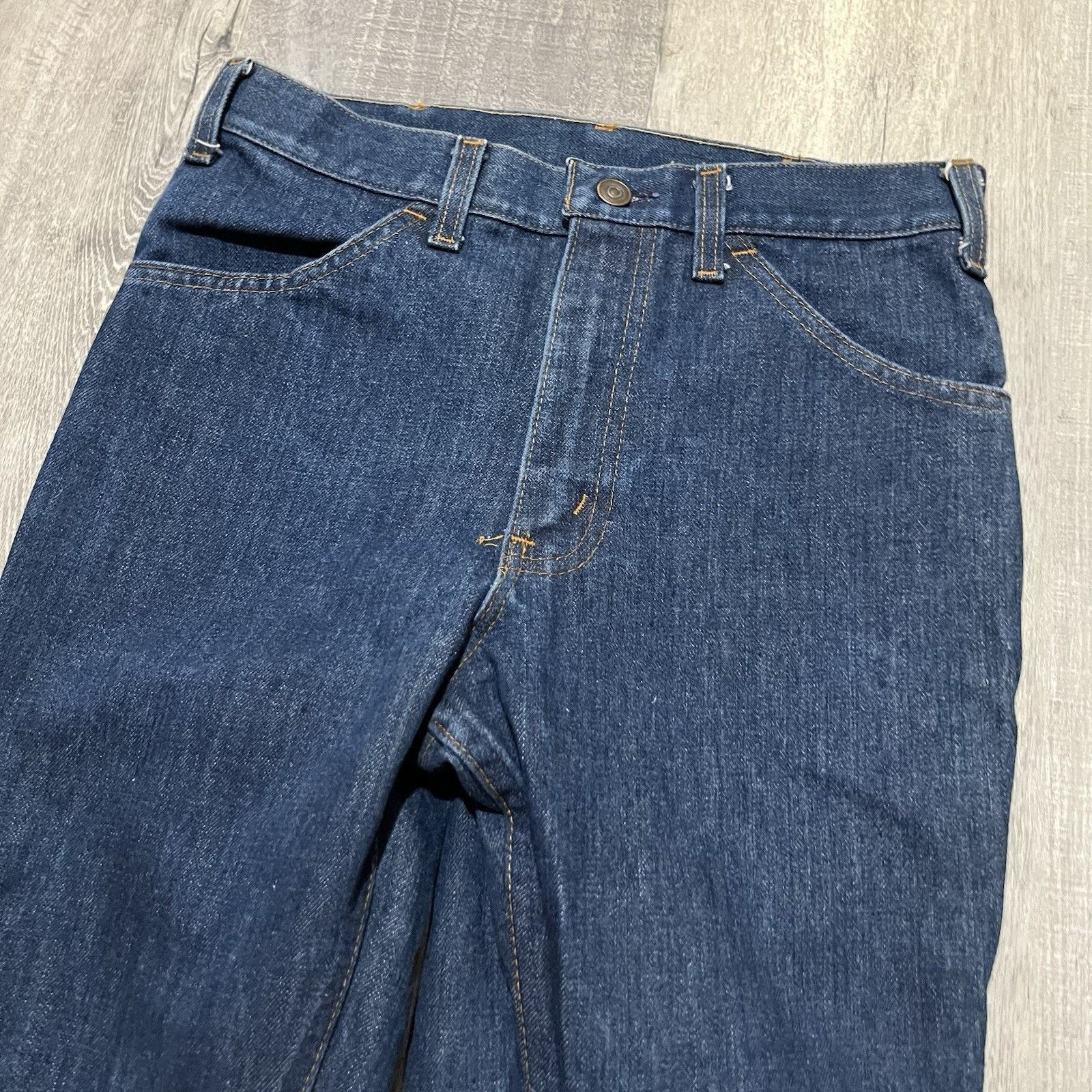 Vintage VTG Hippie Dark Wash Western Boot Cut Flared Denim Jeans 30" Size 29" - 3 Thumbnail