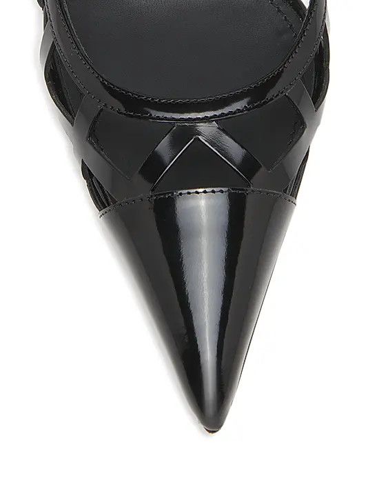 Dolce & Gabbana os11x0326 Lollo 60mm Leather Slingback Pumps in Black Size US 7.5 / IT 37.5 - 4 Thumbnail