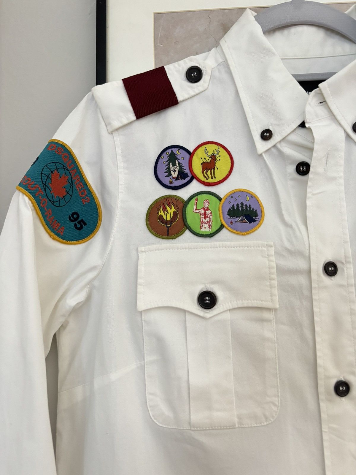 Dsquared2 DSQUARED2 Campfire Patches Shirt Dress White – rare Military Size S / US 4 / IT 40 - 3 Thumbnail