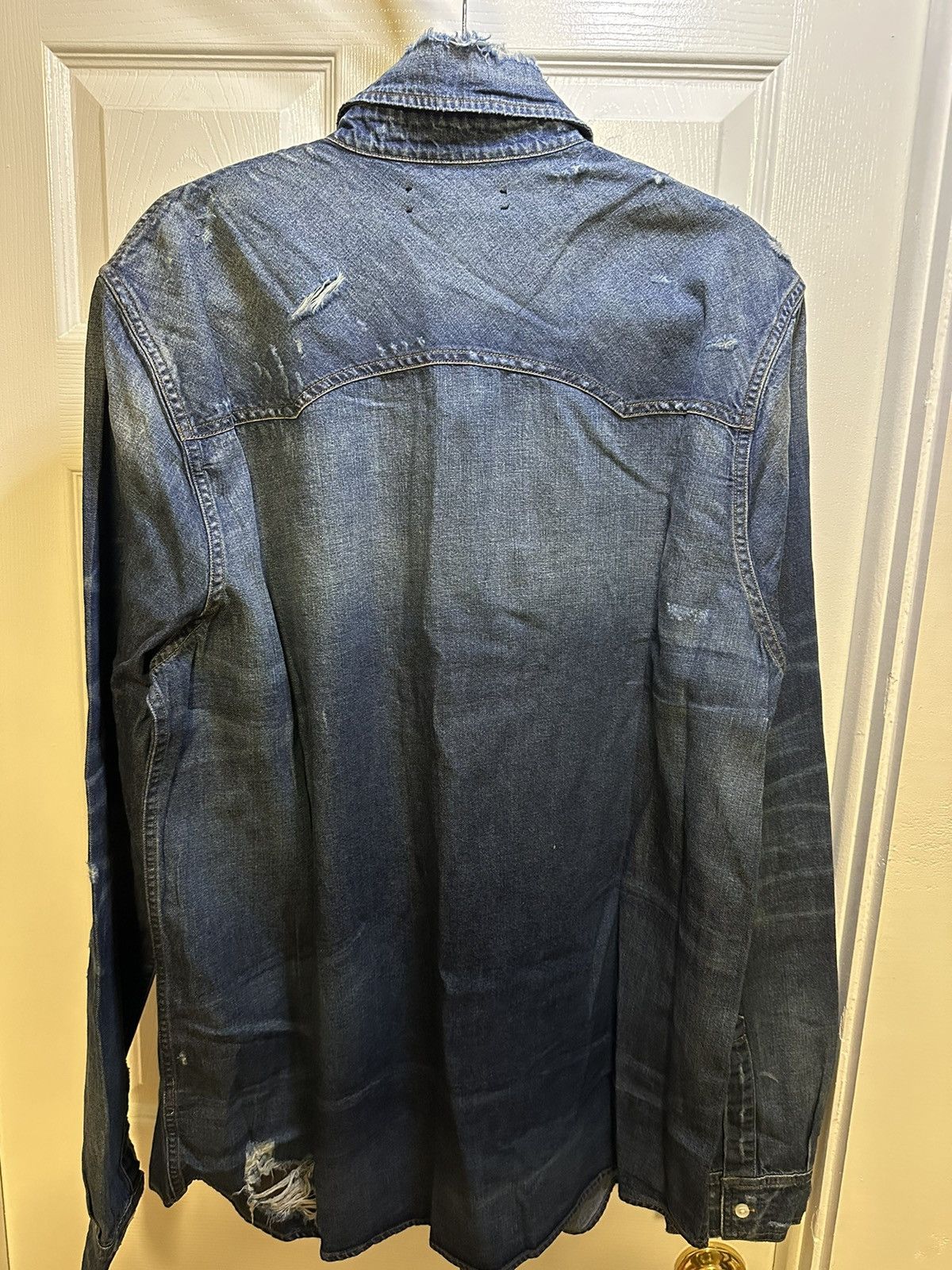 Amiri AMIRI Western Denim Distressed Long Sleeve Size US XL / EU 56 / 4 - 3 Thumbnail