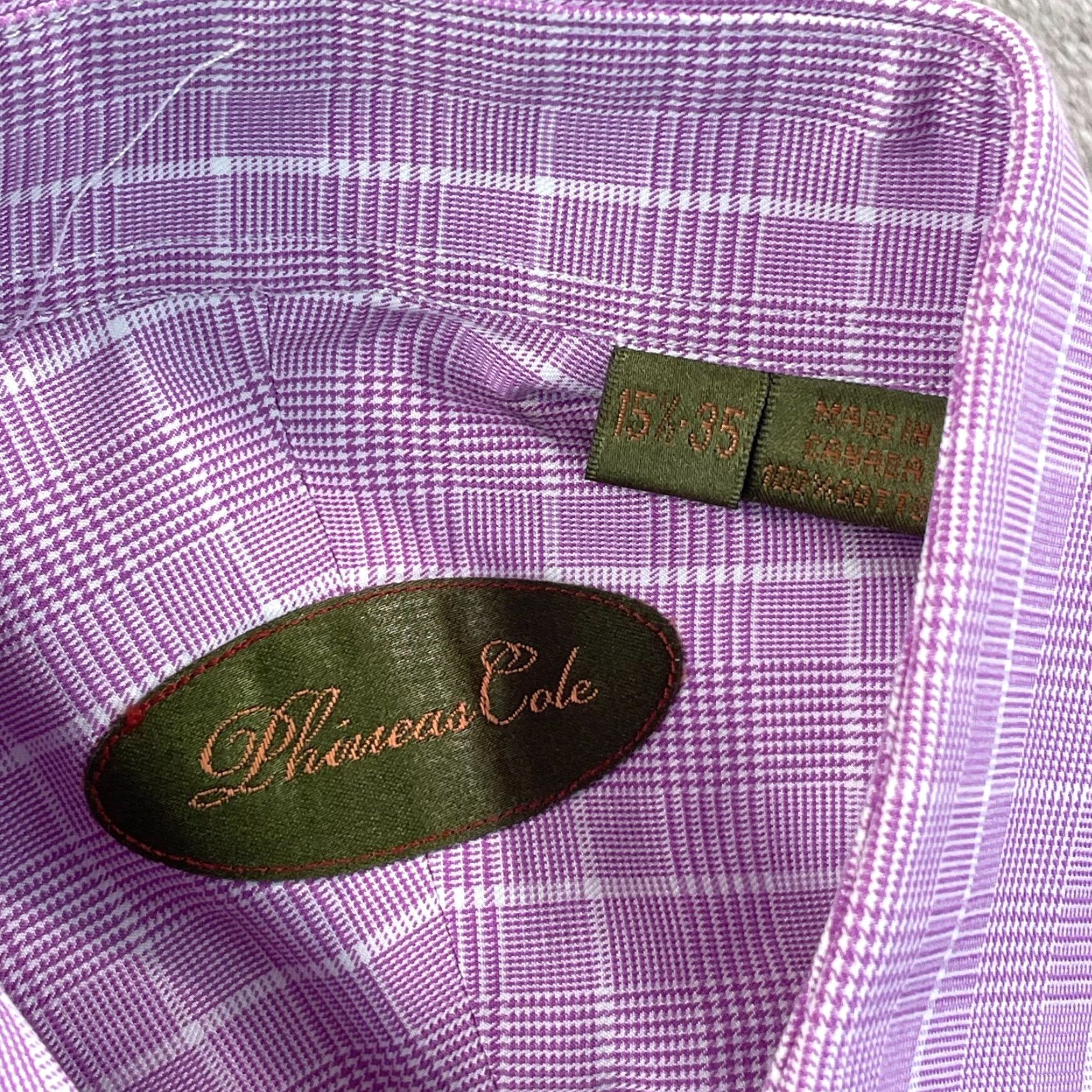 Phineas Cole Phineas Cole Dress Shirt Men 15.5 Lavender Glen Check Designer Made in Canada Size 42R - 2 Thumbnail
