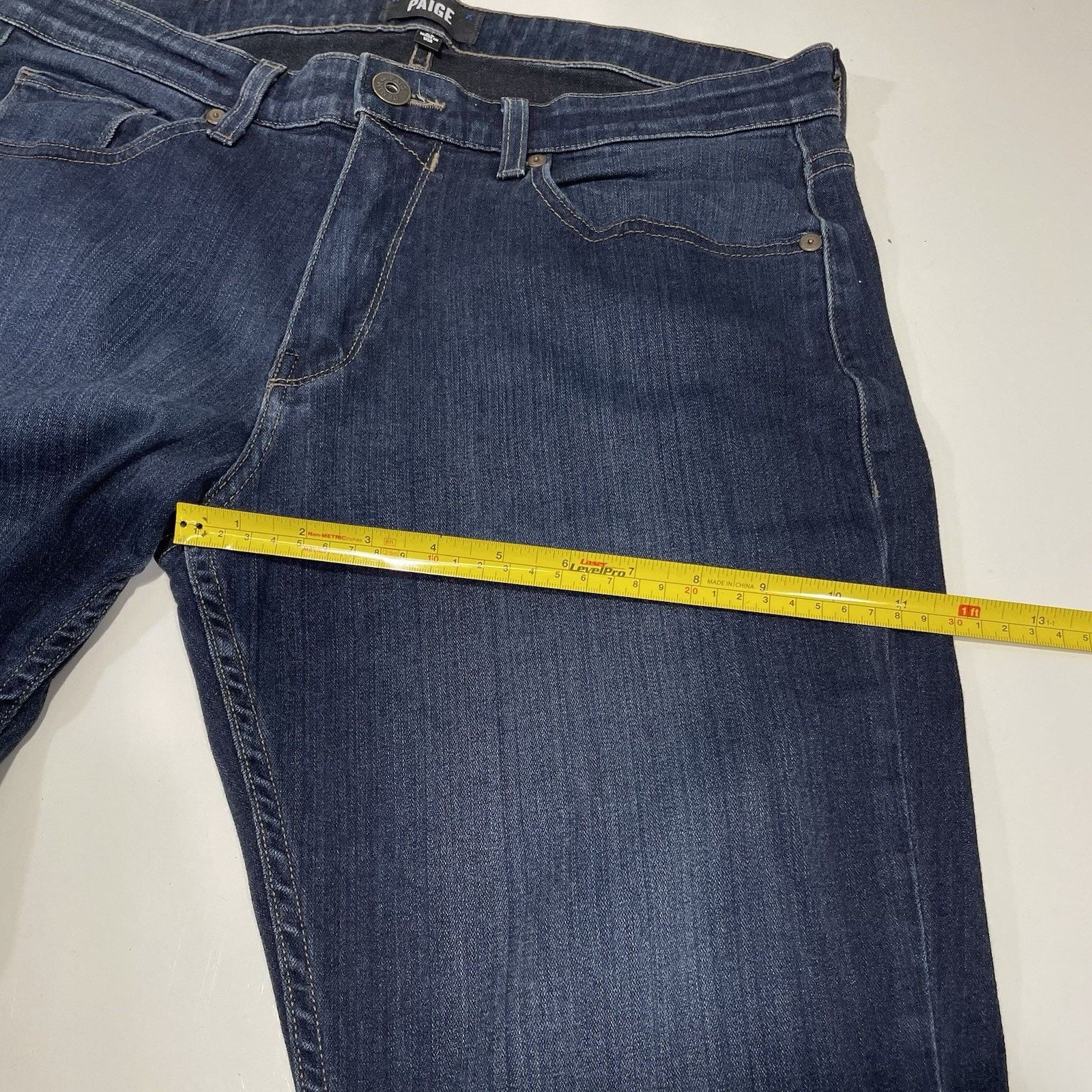 Paige PAIGE Federal Slim Straight Leg Jeans Dark Indigo Blue 33 Size US 33 - 4 Thumbnail
