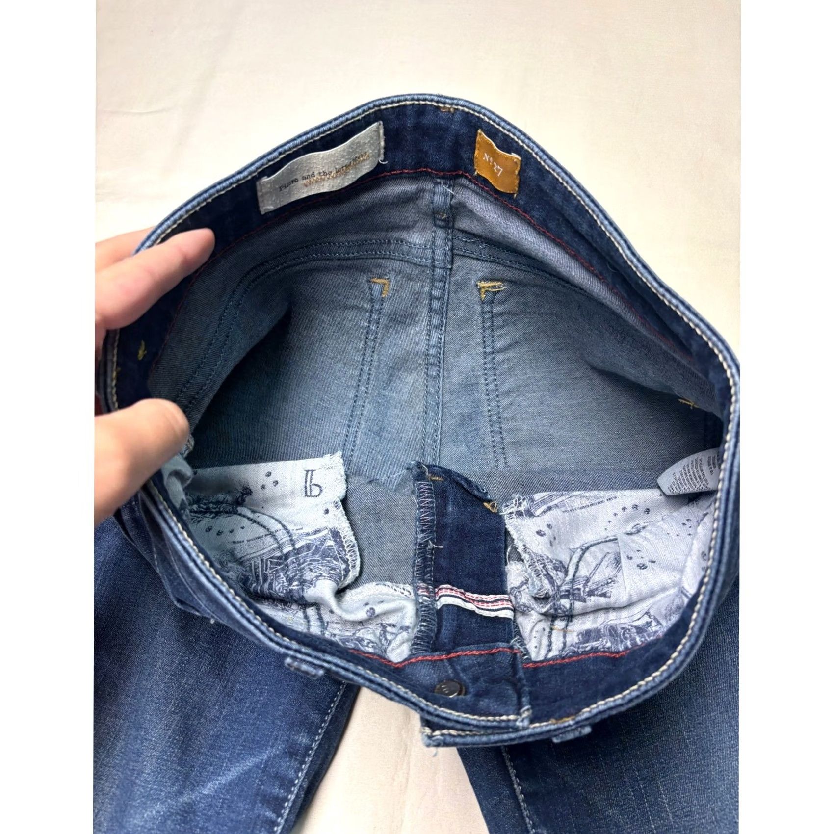 Vintage Pilcro and the Letterpress Jeans Women Denim Slim Blue Wash 28x28 Stretch Distressed Pockets Zip Button Mid Rise 5-Pocket Mexi c o n Size 28" / US 6 / IT 42 - 4 Thumbnail