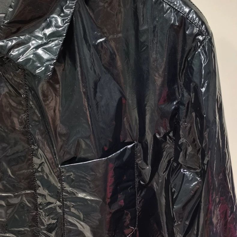 Versace Versace Black glossy trench coat Size US M / EU 48-50 / 2 - 2 Thumbnail
