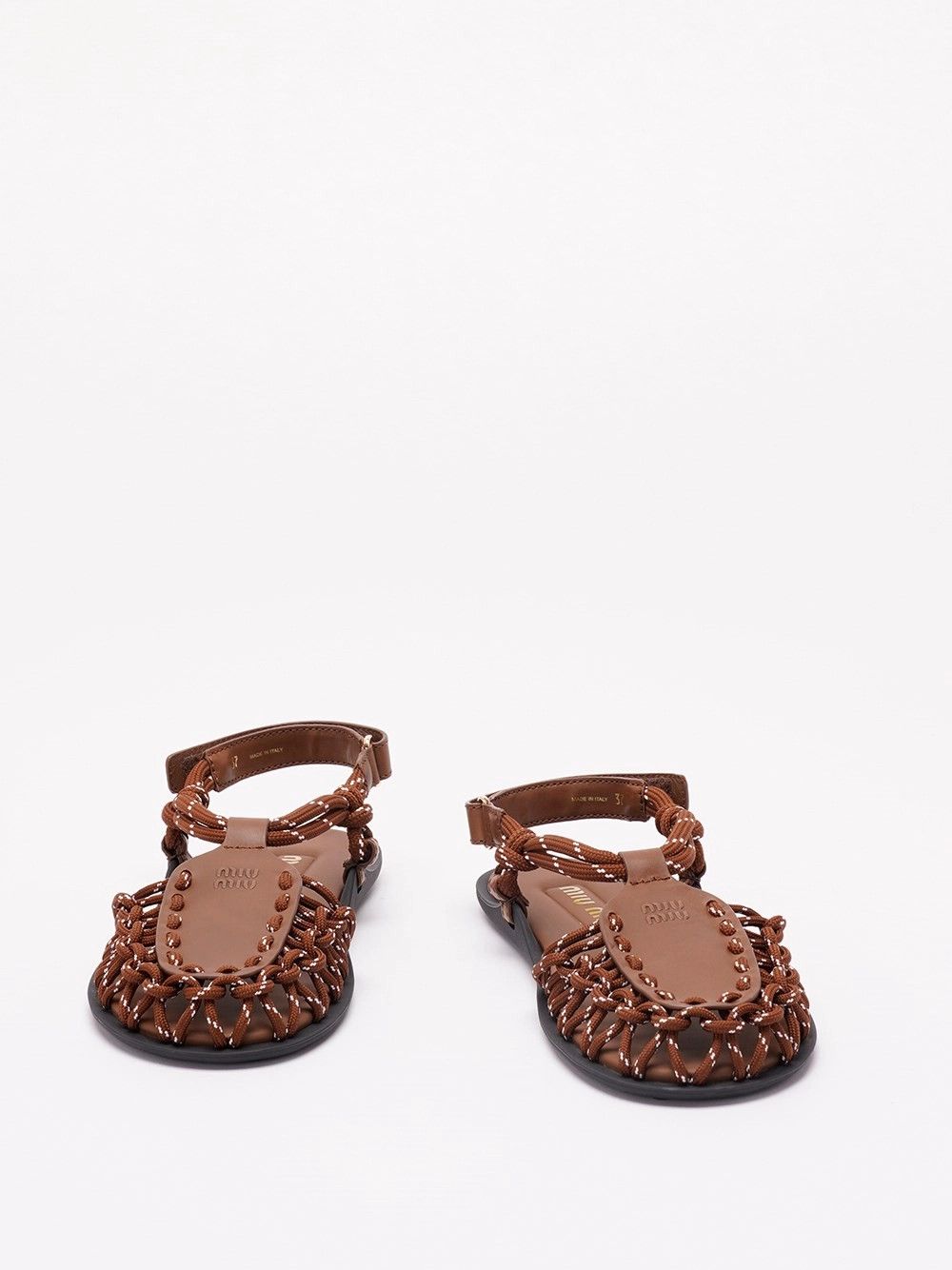 Miu Miu Flat Cord and Leather Sandals Size US 9 / IT 39 - 1 Thumbnail