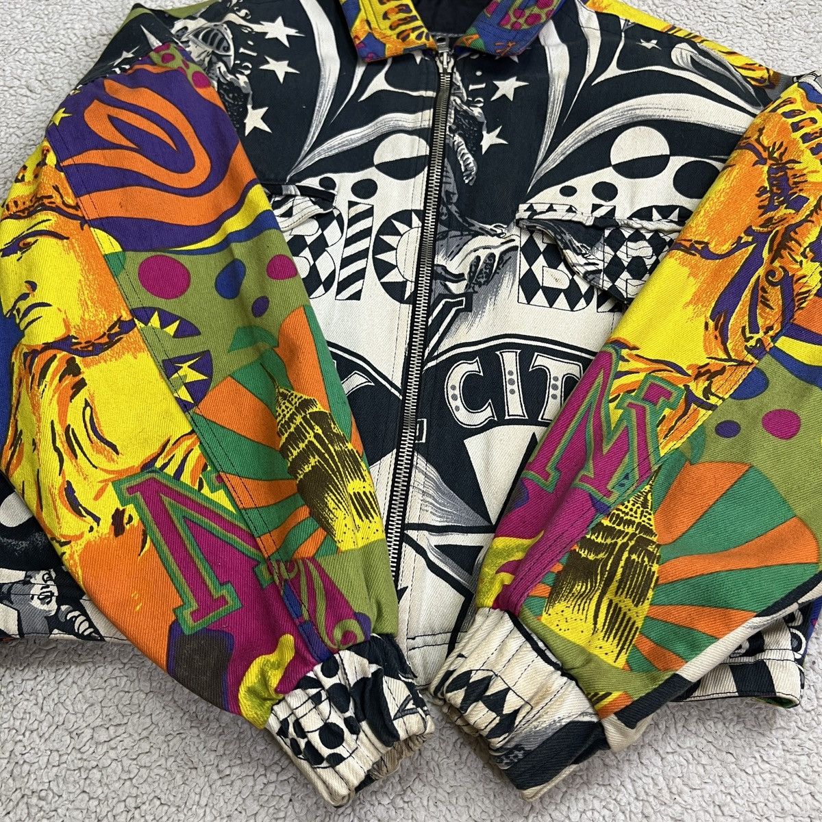 Versace Jeans Couture 💥VERSACE LIBERTY DENIM BOMBER JACKET Size US XL / EU 56 / 4 - 15 Thumbnail