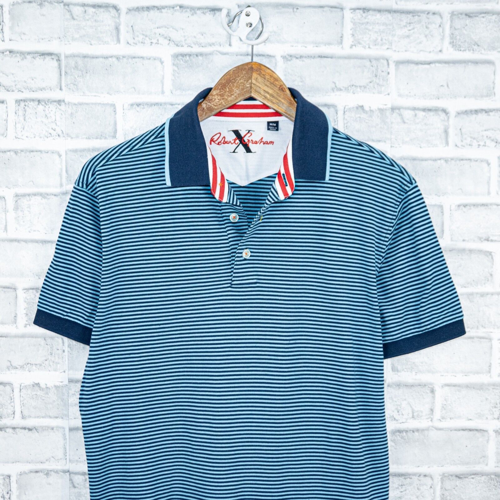 Robert Graham Robert Graham X Short Sleeve Polo Shirt Blue striped cotton Size US M / EU 48-50 / 2 - 2 Thumbnail
